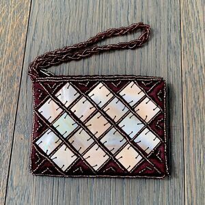 Mod By Design Beaded Wristlet – Mother of Pearl & Horn Tile Pouch